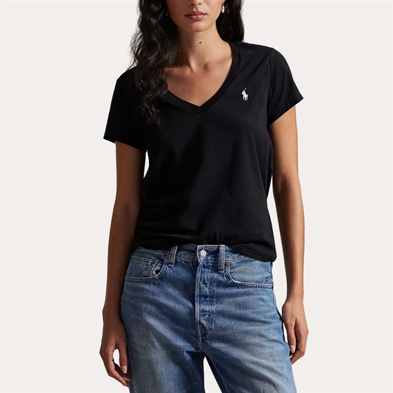 Polo Ralph Lauren Cotton Jersey V-neck T-shirt, Sort